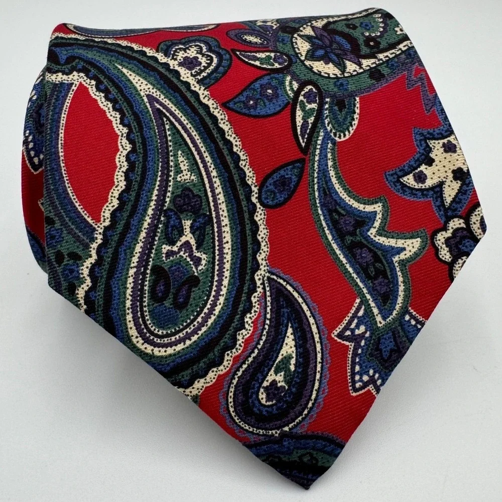Polo Ralph Lauren Necktie Mens Paisley Silk Nordstrom Made in‎ USA Preppy Luxury